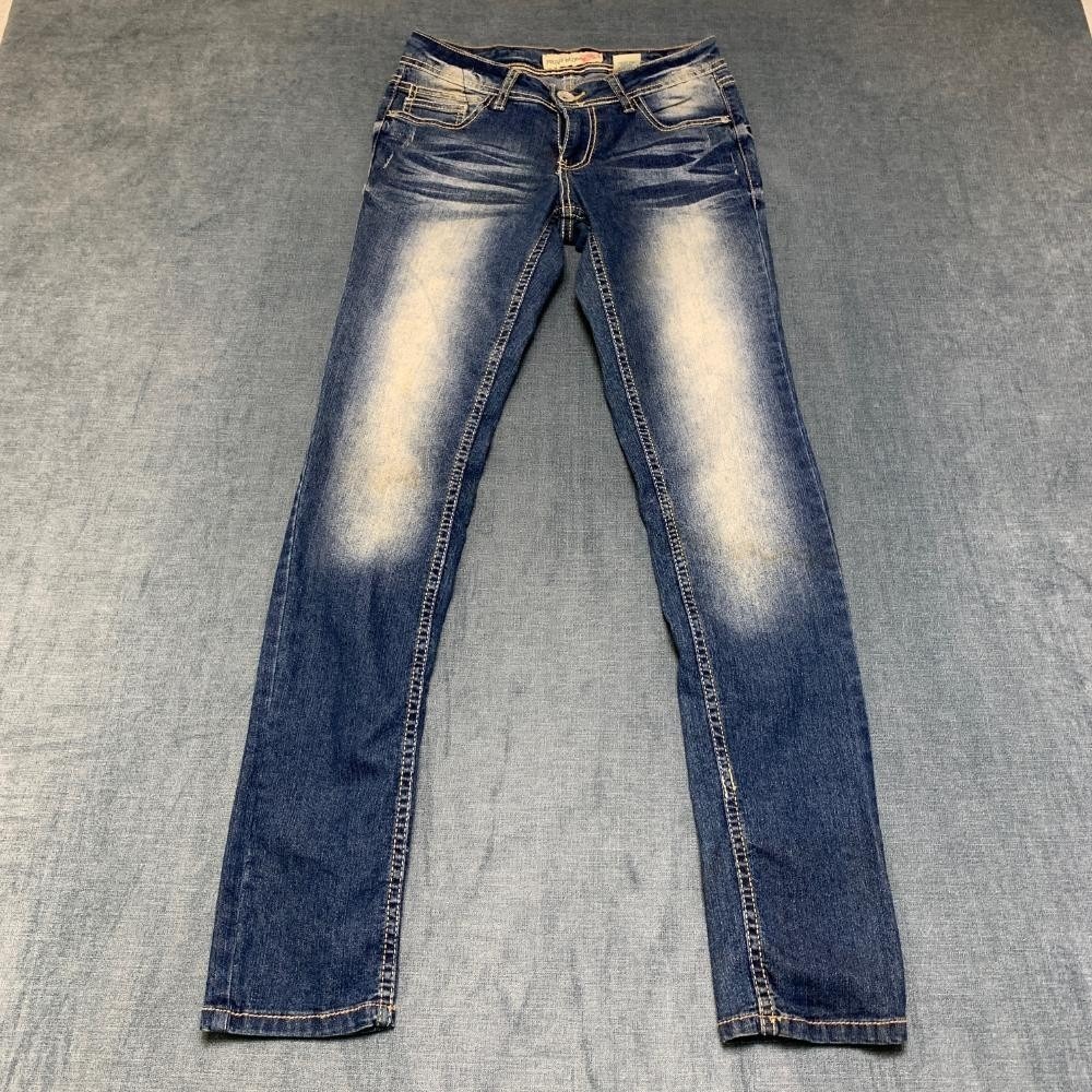 Paris Blues Jeans Womens 5 27x31 Blue Denim Dark Wash Cotton Stretch Low Rise